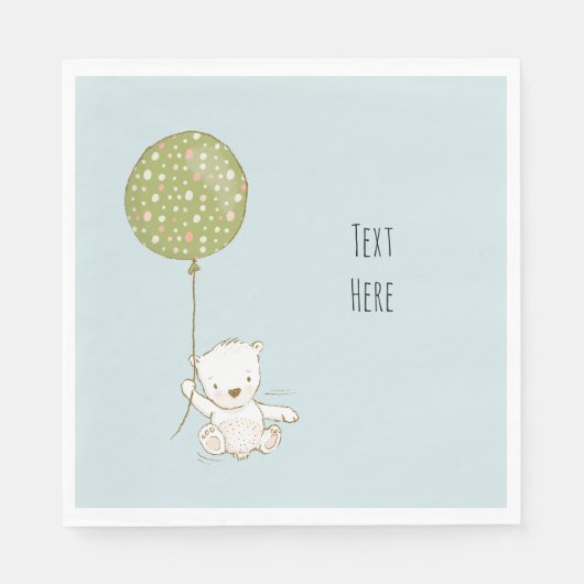 Custom Dusche Napkin Bear mit Balloon Serviette (Vorderseite)