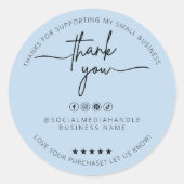 Custom Dusty Blue Aufkleber Vielen Dank Label (Vorderseite)