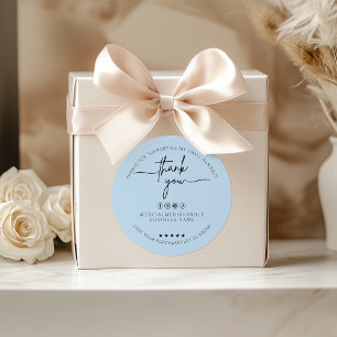 Custom Dusty Blue Aufkleber Vielen Dank Label