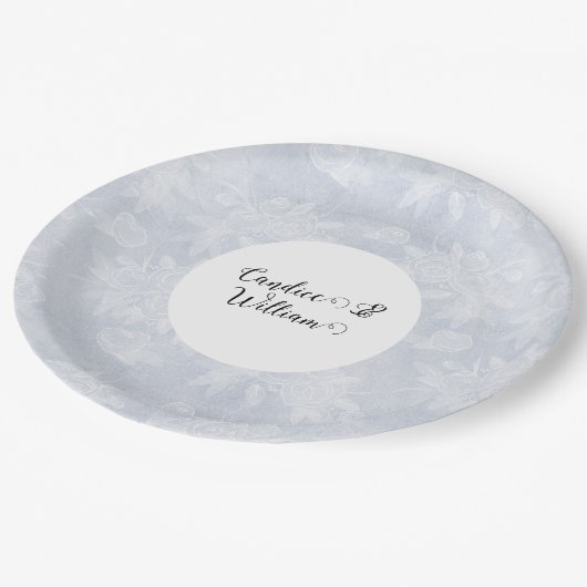 Custom Dusty Blue Chalk Disposable Teller (Schrägansicht)