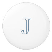 Custom Dusty Blue Initial Keramikknauf (Vorderseite)