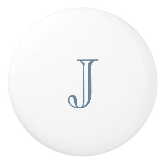 Custom Dusty Blue Initial Keramikknauf (Vorderseite)