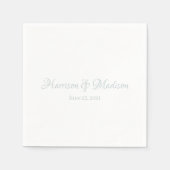Custom dusty blue Script Couple Name Date Wedding Serviette (Vorderseite)