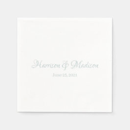 Custom dusty blue Script Couple Name Date Wedding Serviette