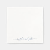 Custom Dusty Blue Swash Names Wedding Cocktail Serviette (Vorderseite)