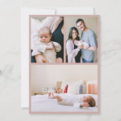 Custom Dusty Pink Bow Wavy Boho Collage Baby Birth Ankündigung (Rückseite)