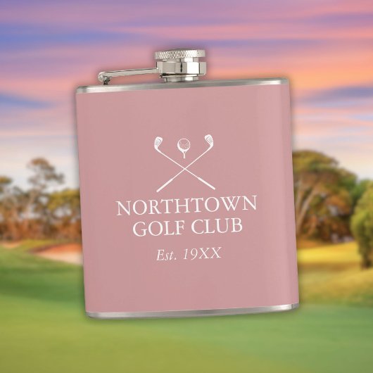 Custom Dusty Rose Pink Golf Club Name Flachmann