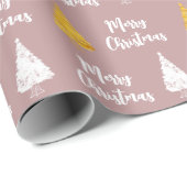 Custom Dusty Rose White Golden Christmas Tree Geschenkpapier (Rolleneckpunkt)