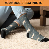 Custom Dusty Teal Dog Photo Socks Socken