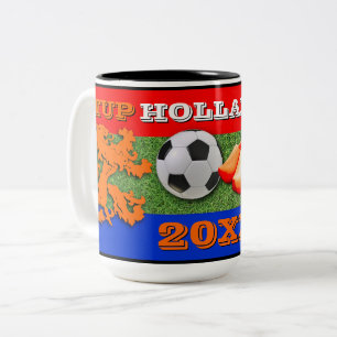 Custom Dutch Flag Orange Lion Soccer Ball Zweifarbige Tasse