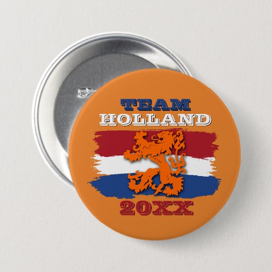 Custom Dutch Flag Orange Lion Team Holland 2023 Button (Vorne & Hinten)