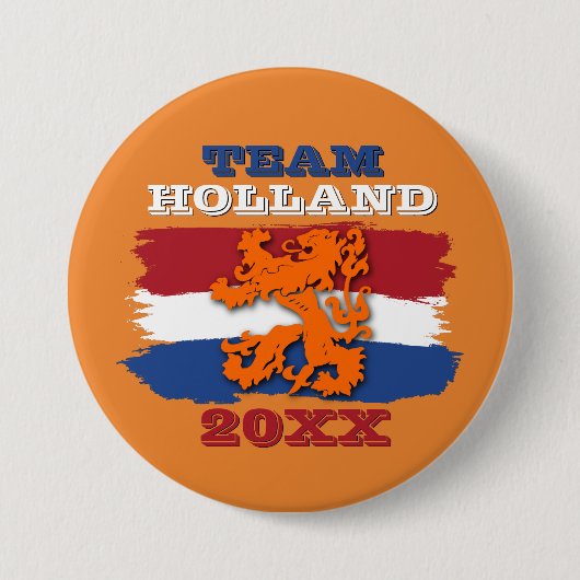 Custom Dutch Flag Orange Lion Team Holland 2023 Button (Vorderseite)
