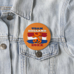 Custom Dutch Flag Orange Lion Team Holland 2023 Button