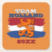 Custom Dutch Flag Orange Lion Team Holland Rechteckiger Pappuntersetzer (Vorderseite)