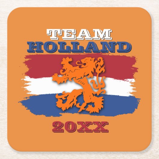 Custom Dutch Flag Orange Lion Team Holland Rechteckiger Pappuntersetzer (Vorderseite)