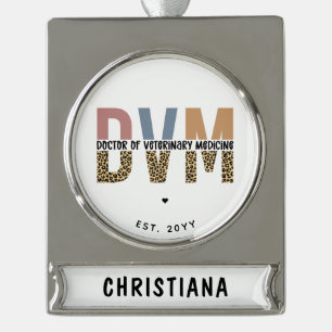 Custom DVM Doctor of Veterinary Medicine Gifts Banner-Ornament Silber
