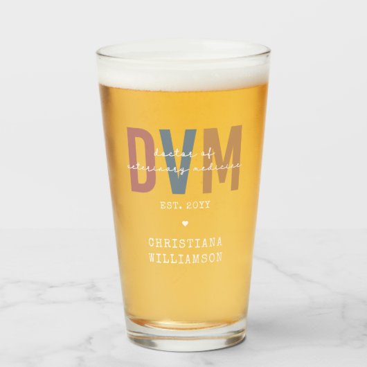 Custom DVM Doctor of Veterinary Medicine Gifts Glas (Vorne (Gefüllt))