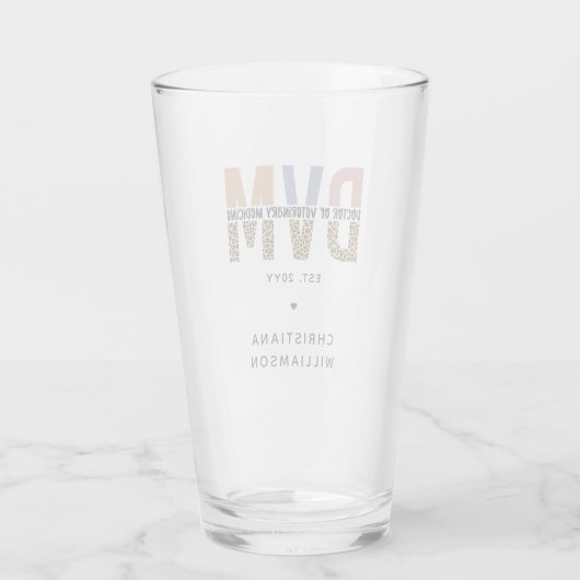 Custom DVM Doctor of Veterinary Medicine Gifts Glas (Rückseite)