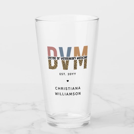 Custom DVM Doctor of Veterinary Medicine Gifts Glas (Vorderseite)