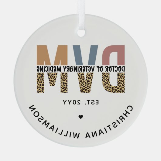 Custom DVM Doctor of Veterinary Medicine Gifts Ornament Aus Glas (Rückseite)