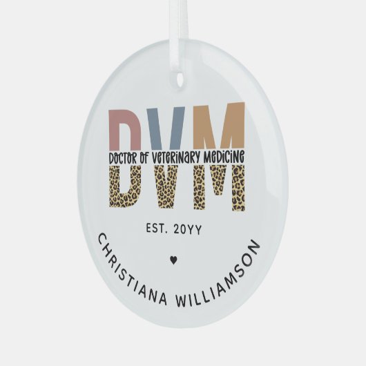 Custom DVM Doctor of Veterinary Medicine Gifts Ornament Aus Glas (Vorderseite links)