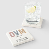 Custom DVM Doctor of Veterinary Medicine Gifts Steinuntersetzer (Seitenansicht)