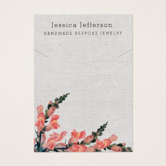 Custom Earring Jewelry Pink Floral Display Card (Vorderseite)