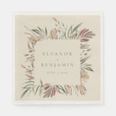 Custom Earthy Rustic Botanical Wedding Names Serviette (Vorderseite)