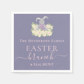 Custom Easter Brunch Cute Bunny Egg Hunt Purple Serviette (Vorderseite)