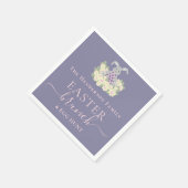 Custom Easter Brunch Cute Bunny Egg Hunt Purple Serviette (Ecke)
