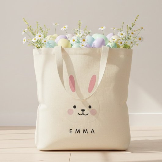 Custom Easter Bunny Face Personalized Name Tragetasche