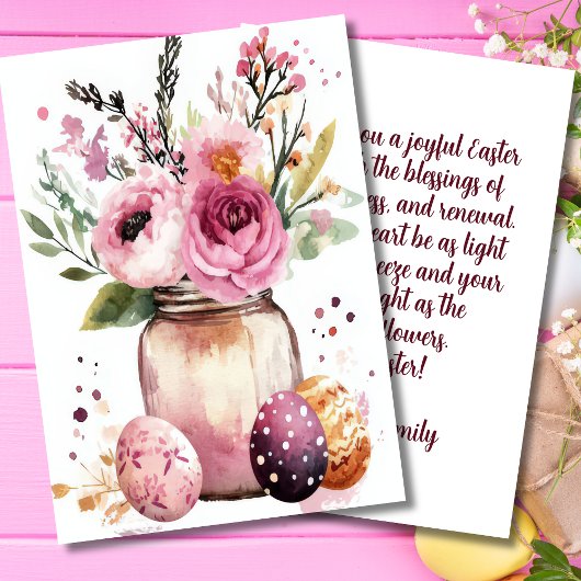 Custom Easter Card with Easter Eggs and Flowers Feiertagskarte