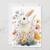 Custom Easter Card with Flowers and Easter Bunny Feiertagskarte (Vorderseite)