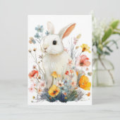 Custom Easter Card with Flowers and Easter Bunny Feiertagskarte (Stehend Vorderseite)