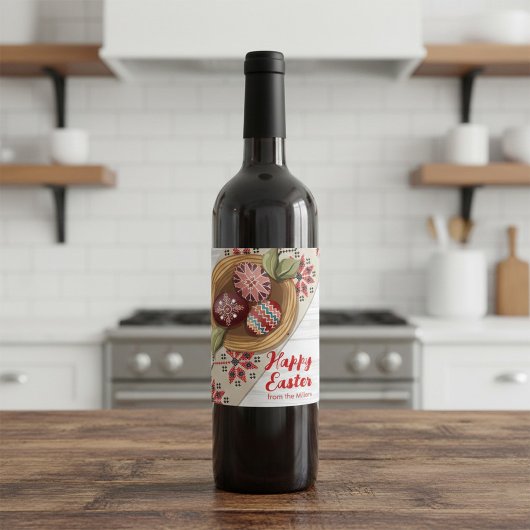 Custom Easter Egg Wine Label with Family Name Weinetikett