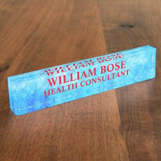 Custom Eastern Blue Artistic Namensplakette (Seite)