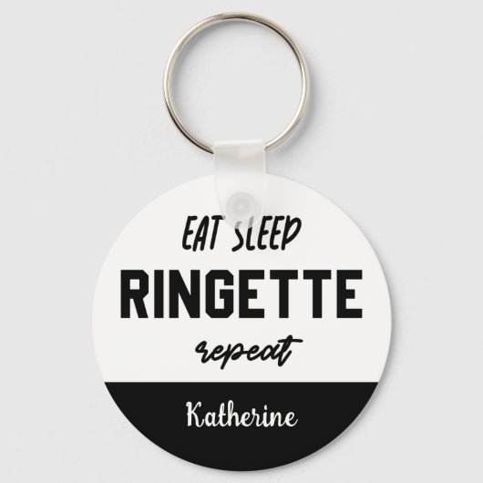 Custom Eat Sleep Ringette Wiederholung Ringette Pl Schlüsselanhänger (Vorderseite)