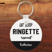 Custom Eat Sleep Ringette Wiederholung Ringette Pl Schlüsselanhänger (Vorderseite)