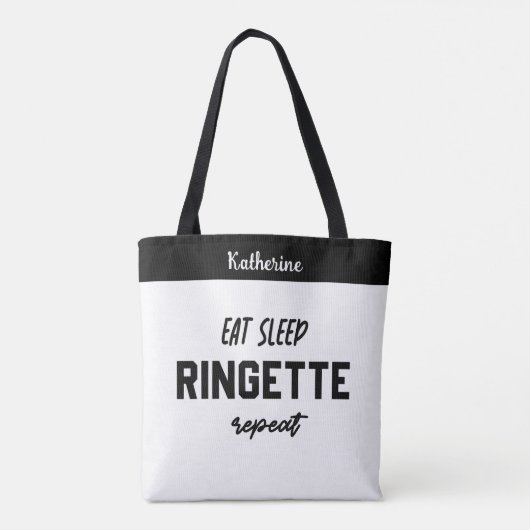 Custom Eat Sleep Ringette Wiederholung Ringette Pl Tasche (Rückseite)
