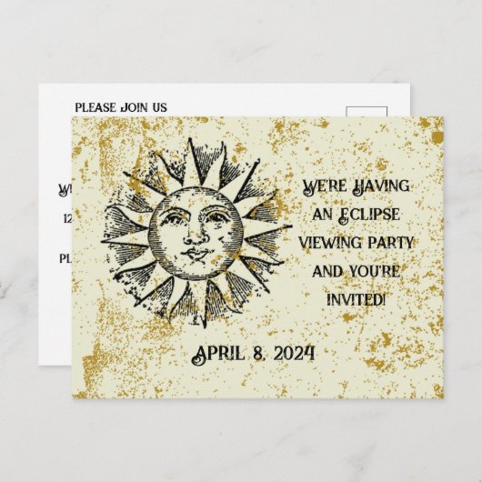 CUSTOM ECLIPSE VIEWING PARTY EINLADUNGSPOSTKARTE (Vorne/Hinten)