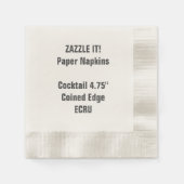 Custom ECRU Cocktail Papier Napkins Leere Serviette (Vorderseite)