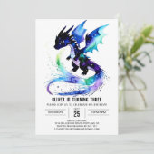 Custom Editable Dragon Digital Boy Geburtstag Einladung (Stehend Vorderseite)