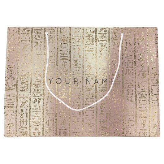 Custom Egyptian Foxier Metallic Rose Gold Script Große Geschenktüte (Vorderseite)