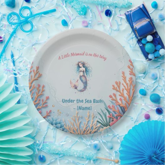Custom Eine kleine Meerjungfrau ist auf ihrem Weg Pappteller (Party)