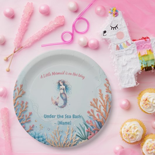 Custom Eine kleine Meerjungfrau ist auf ihrem Weg Pappteller (Party)