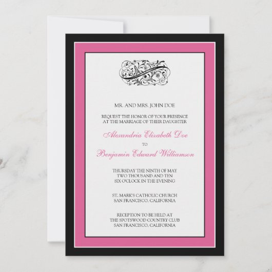 :custom: Einfach elegante Hochzeitseinladung Einladung (Vorderseite)