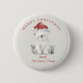 Custom Eisbär Aquarell Weihnachtsgeschenk Button (Vorderseite)