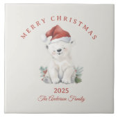 Custom Eisbär Aquarell Weihnachtsgeschenk Fliese (Vorderseite)