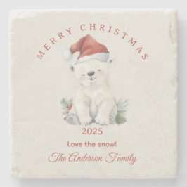 Custom Eisbär Aquarell Weihnachtsgeschenk Steinuntersetzer