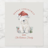 Custom Eisbär Aquarell Weihnachtsgeschenk Weinetikett (Einzelnes Label)